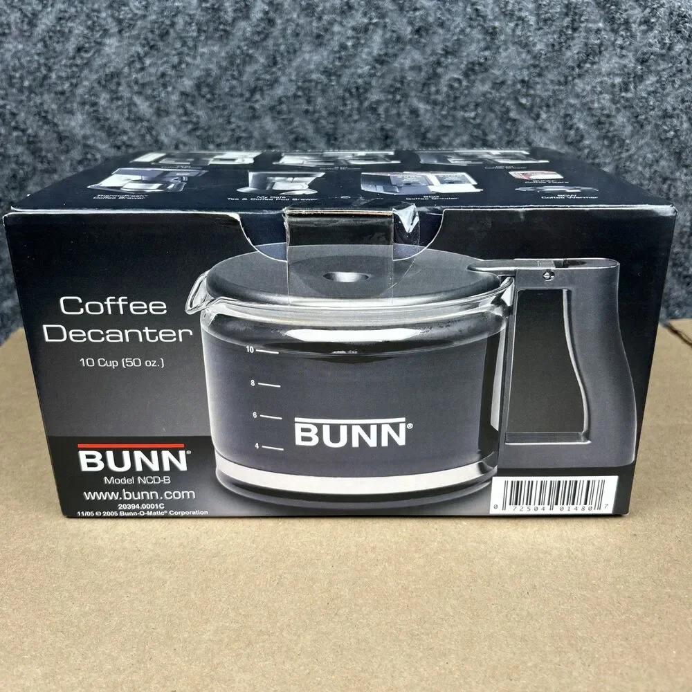 BUNN 10 Cup 50 oz Coffee Decanter Replacement Carafe with Lid Model NCD-B Black.